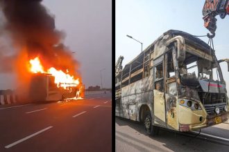 fire in moving bus